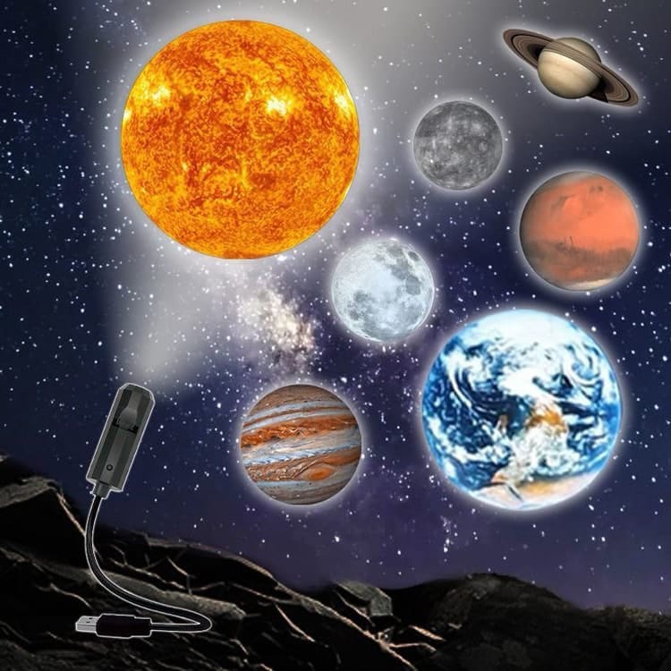 Planet Galaxy Projector with 6 Lens – USB Powered Space Night Light