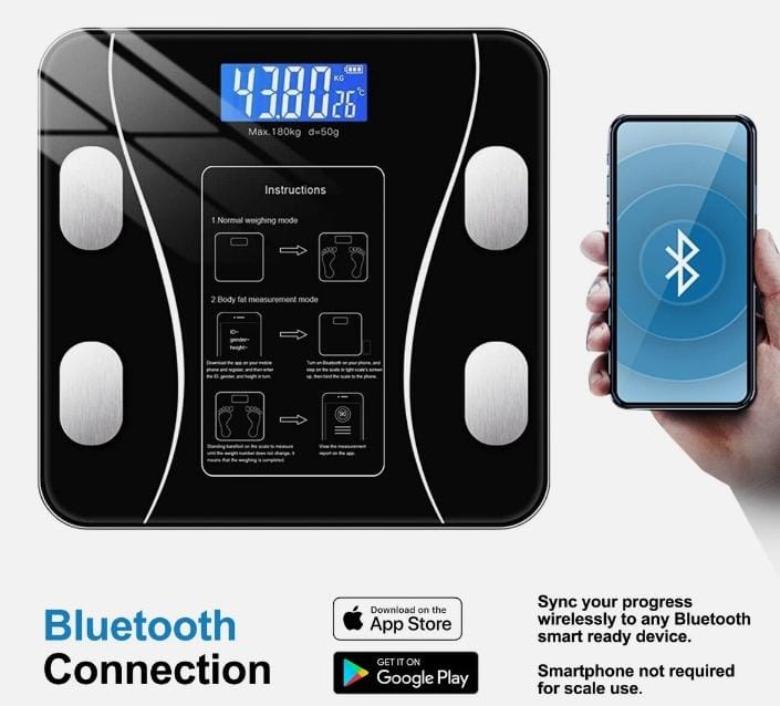 Home Use Toughened High Glass Body Electronic Weight Scale (App Support) – Random Colors