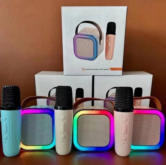 K12 Wireless Karaoke Microphone with RGB Speaker | Bluetooth Karaoke Mic & Portable Speaker | USB, AUX & TF Card Support | Rechargeable Singing Mic for Kids & Adults
