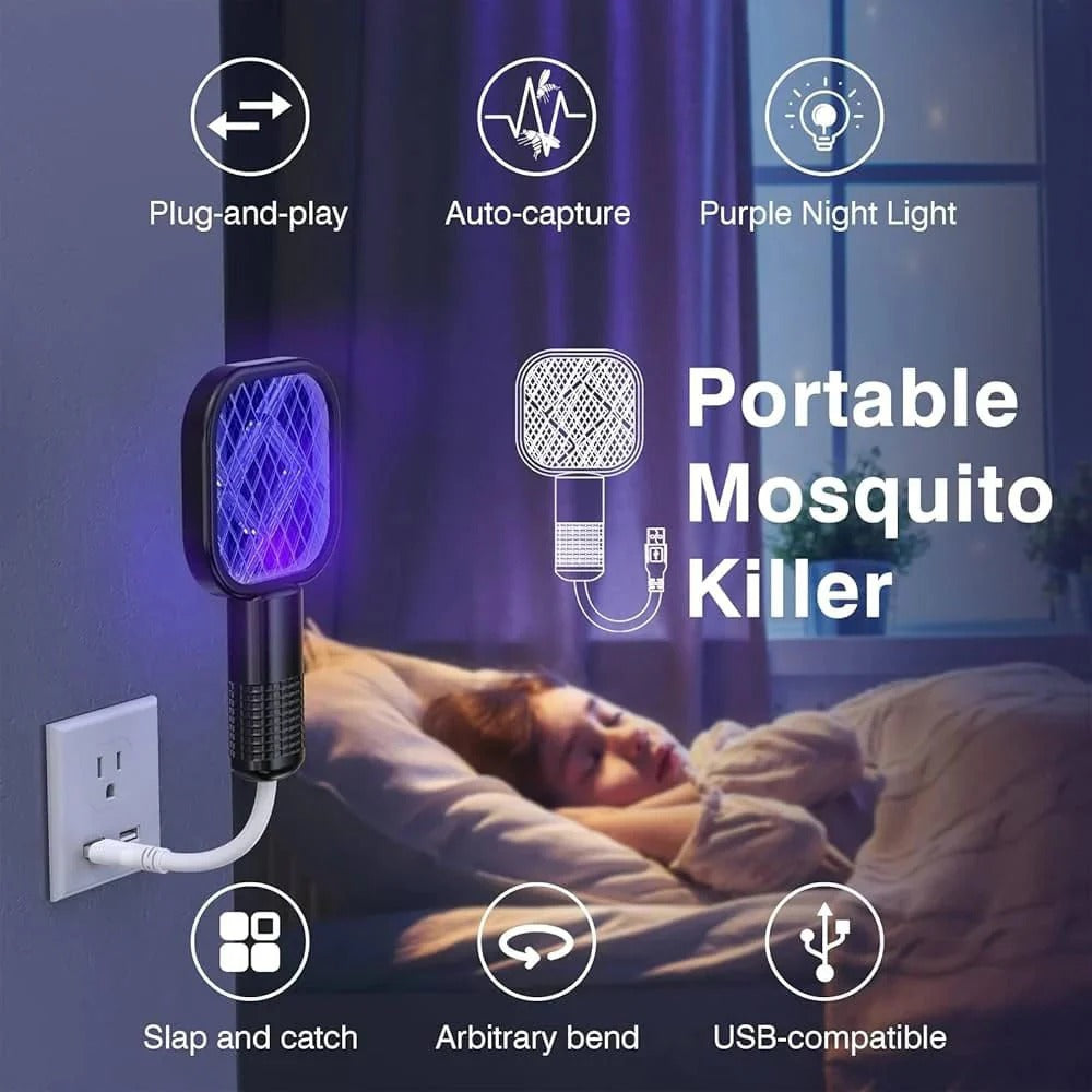 Mini Portable Mosquito Racket Purple Night Light with Box