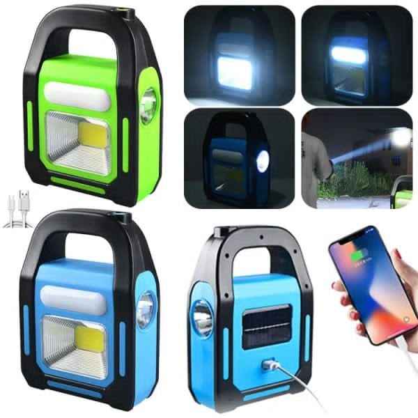 Solar LED Camping & Emergency Light – USB Rechargeable, Waterproof & Portable