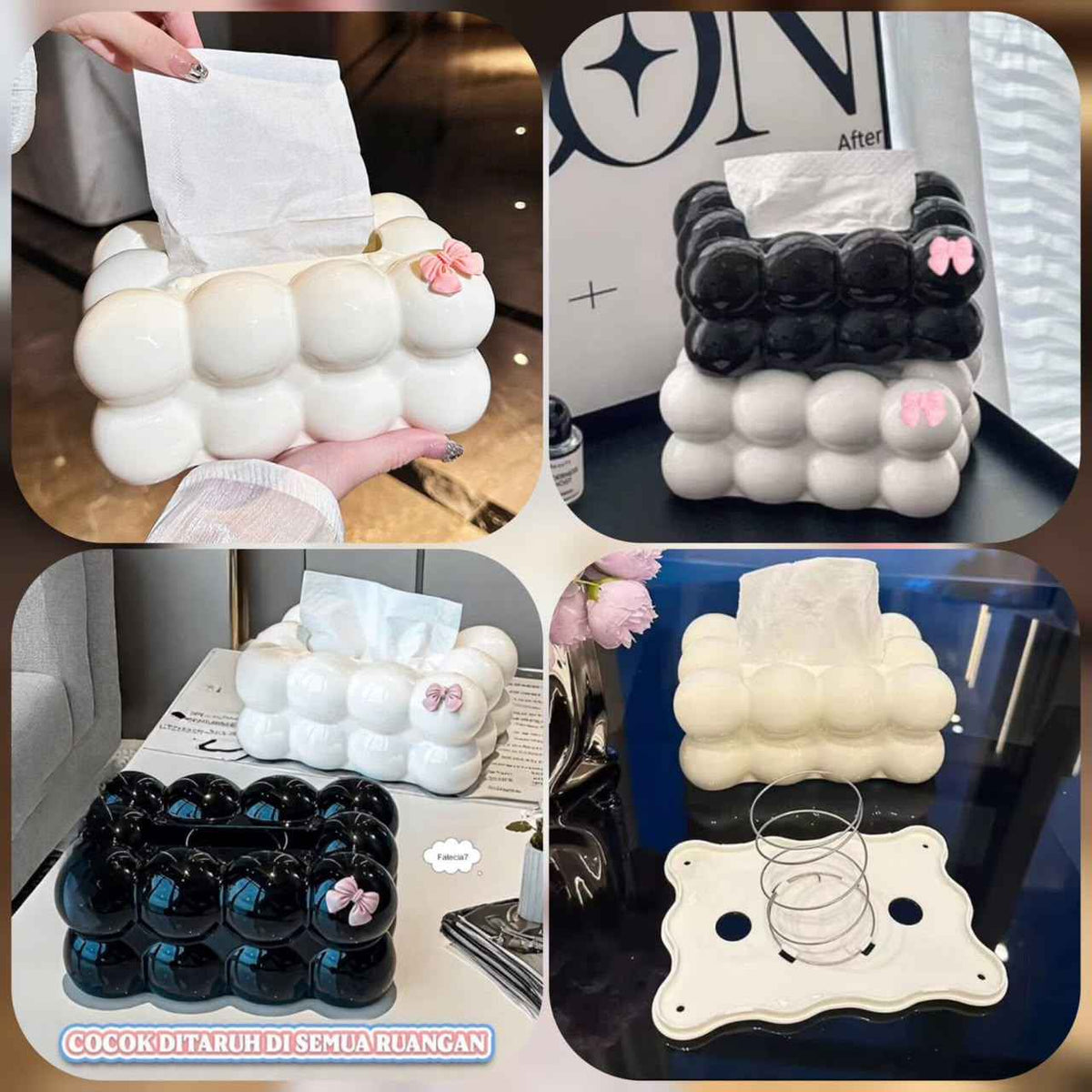 Bubble Bow Tissue Box – Random Colour