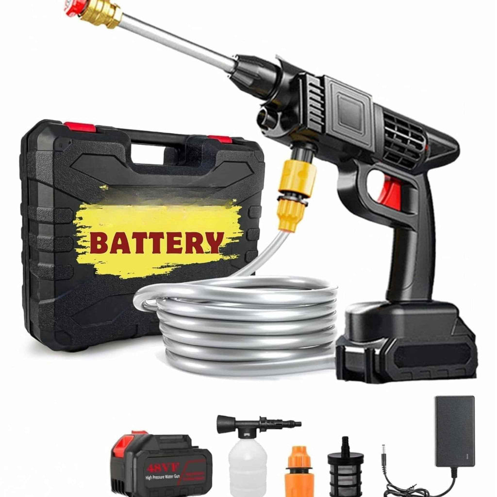 Portable High Pressure 48V Cordless Car Wash Water Jet Foam Gun – 5 Cell Single Battery