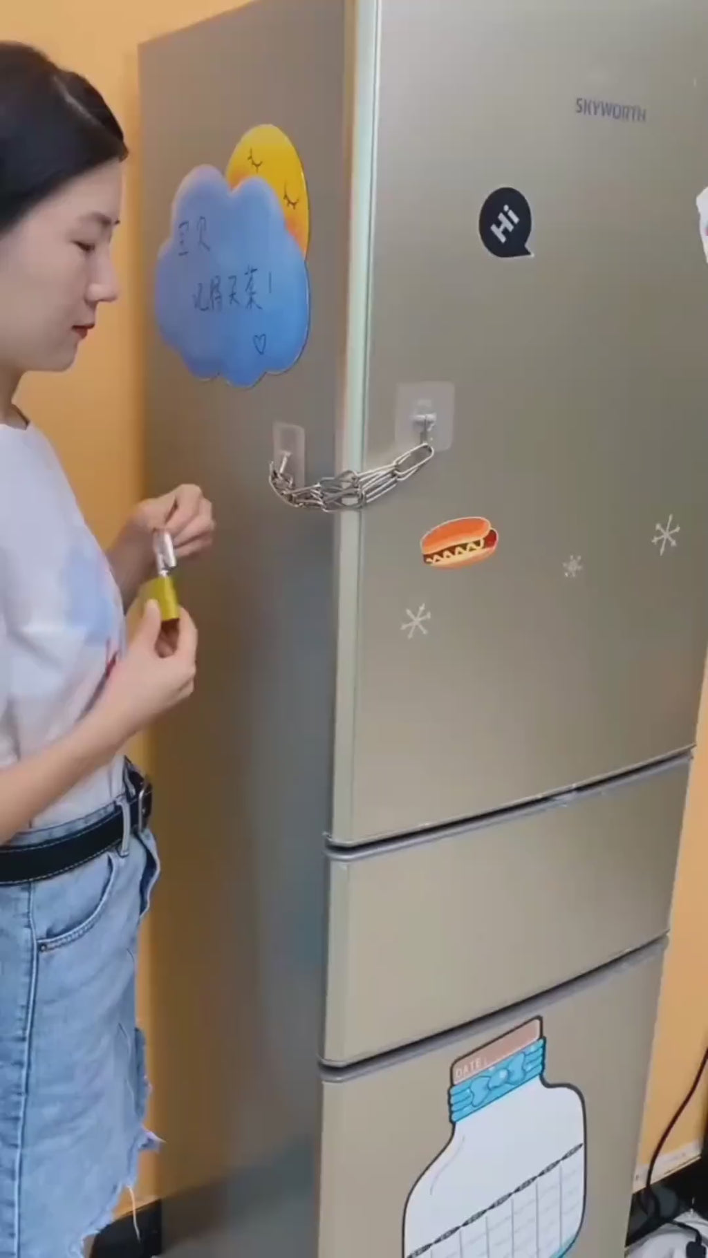 Safety Plastic Fridge Button Lock – Child-Proof Refrigerator & Cabinet Lock