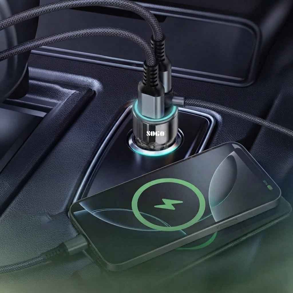 SOGO CC-15 150W Fast Car Charger with USB-C & USB-A Port 12-24V