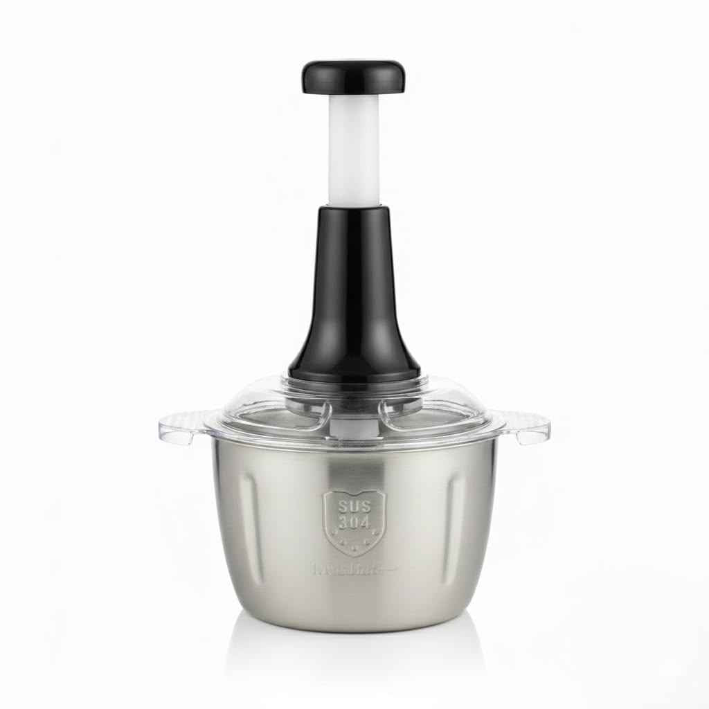 Stainless Steel 2 Liter Push Chopper – Manual Vegetable & Herb Chopper